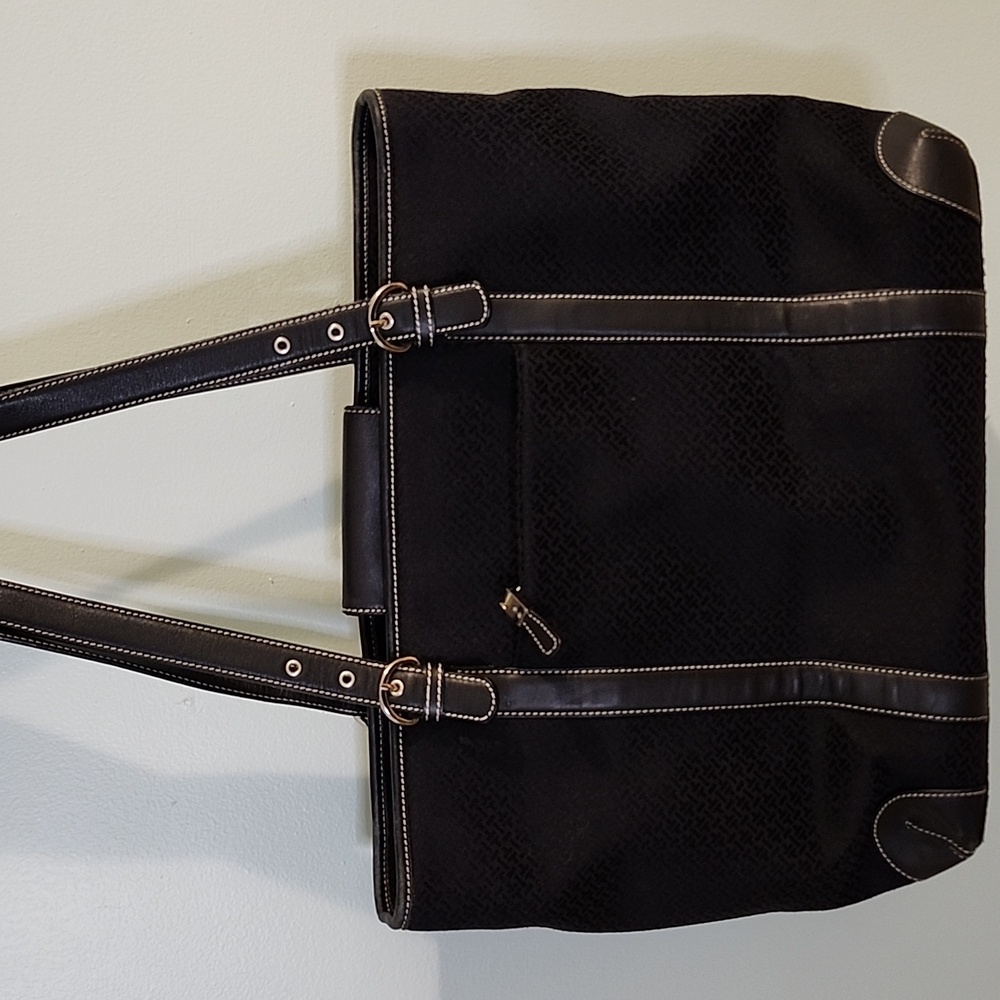 Talbots Textile Leather Laptop Bag Black